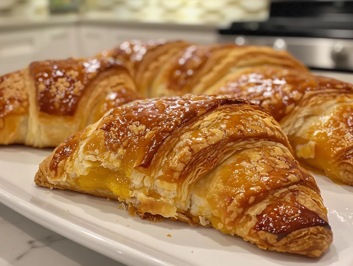 A plate of golden brown Pumpkin Pie Crescents, ready to be served