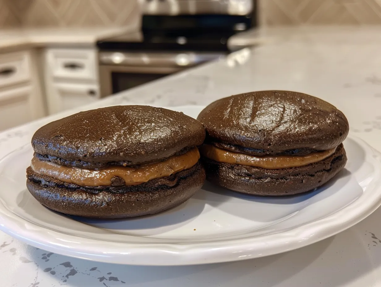 Halloween Whoopie Pies on display at a party, showcasing the festive dessert.