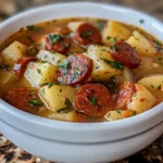 Hearty Bowl of Spanish Potato Soup with Chorizo