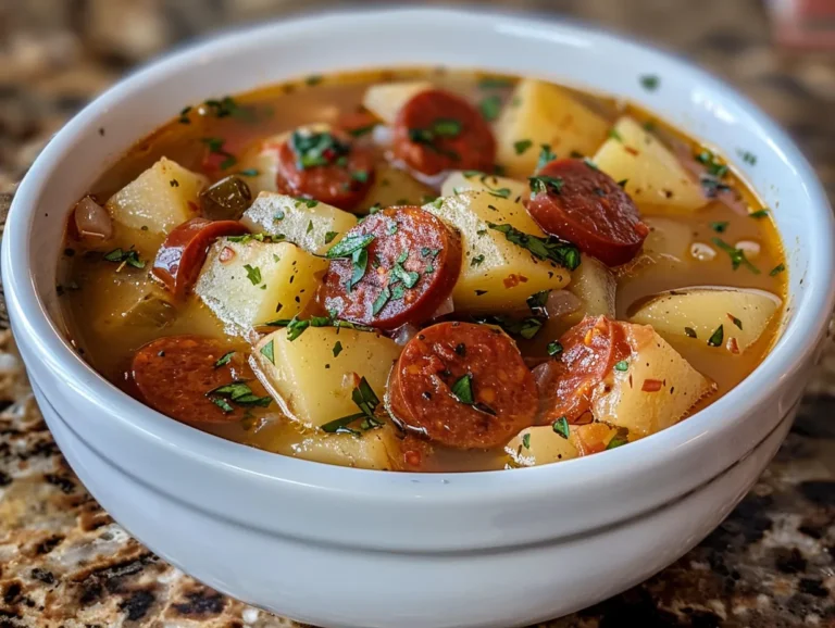 Hearty Bowl of Spanish Potato Soup with Chorizo