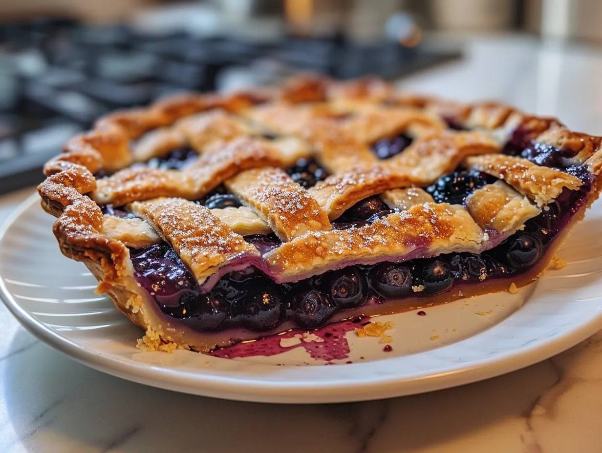 Freshly baked homemade blueberry pie