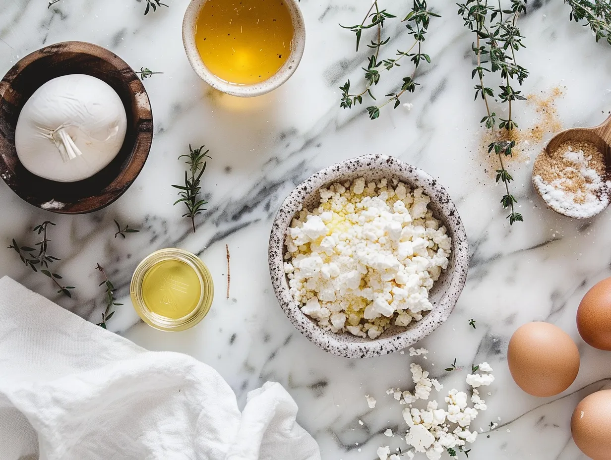 Ingredients for making Hot Honey Infused Feta Chicken