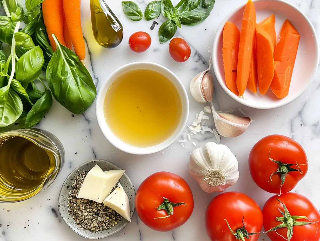 Ingredients for Italian Wedding Soup including ground pork, parmesan cheese, breadcrumbs, egg, garlic, oregano, salt, pepper, chicken broth, acini di pepe pasta, spinach, lemon, olive oil, onion, carrots, and celery