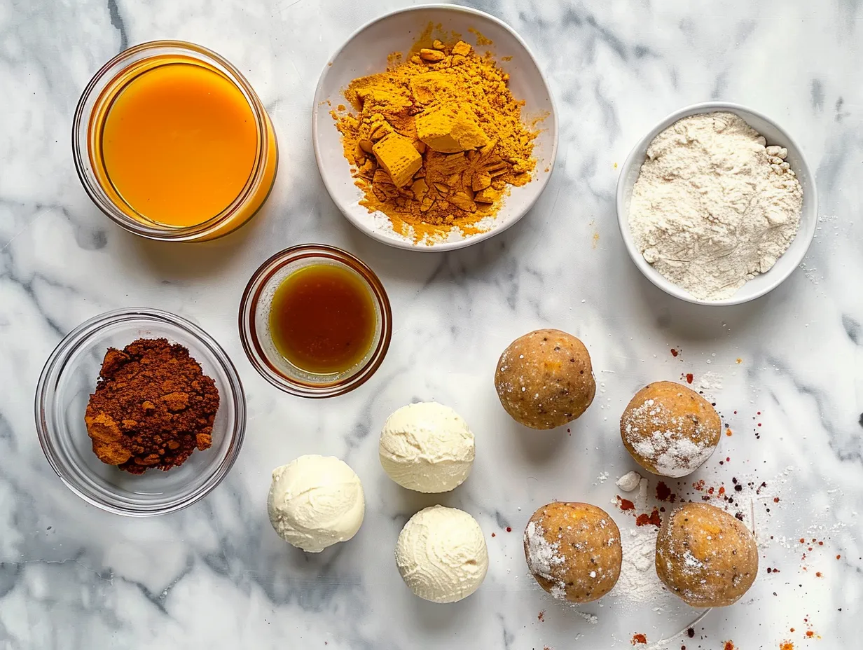 Ingredients needed to make No Bake Pumpkin Cheesecake Balls