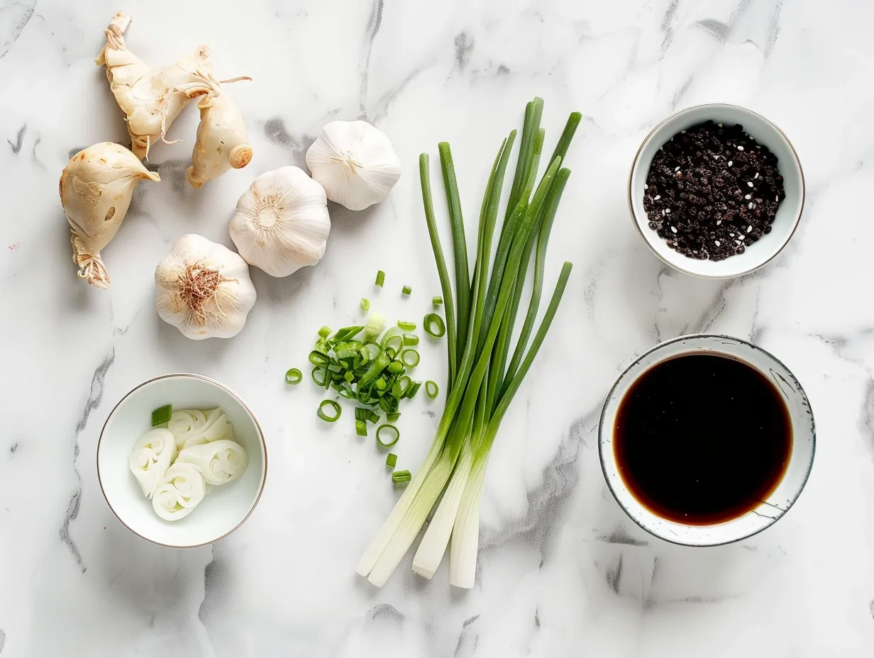 Ingredients for making potsticker soup