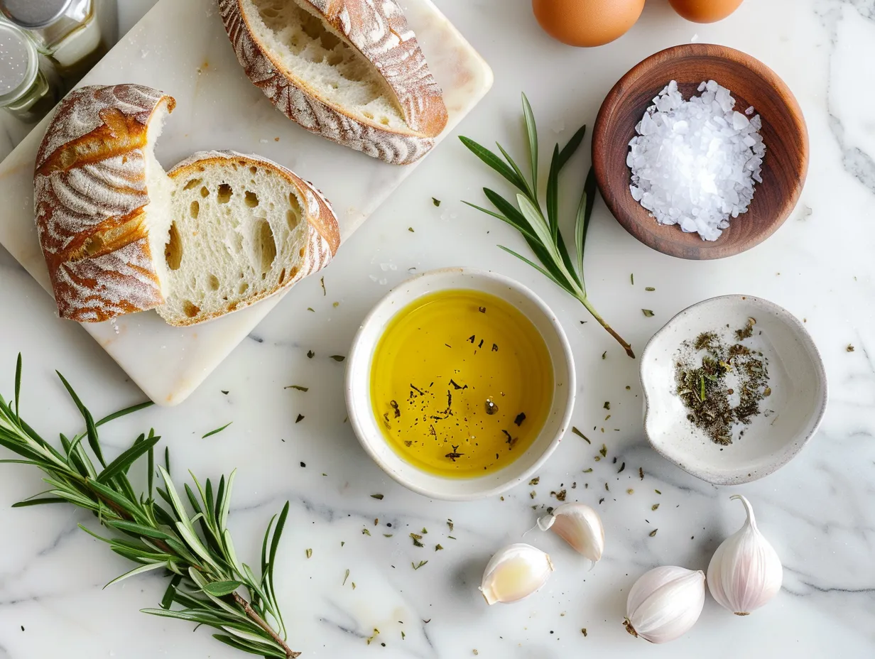Ingredients for Olive Oil and Balsamic Vinegar Bread Dip
