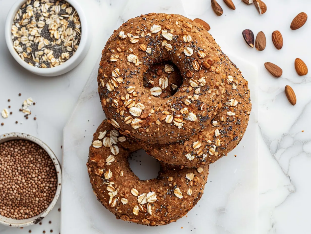 Raw ingredients needed to make chewy protein bagels