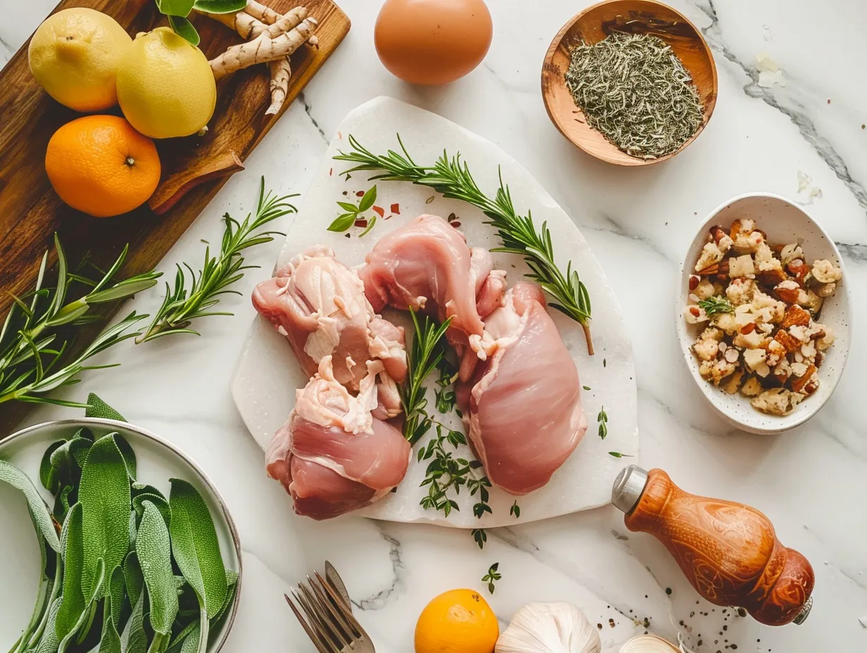 Ingredients for making crockpot chicken and stuffing