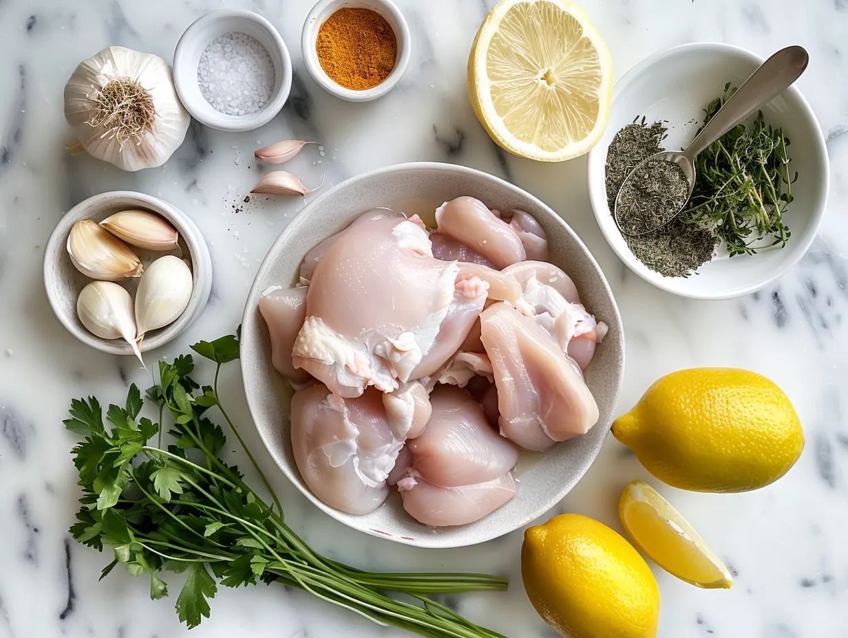 Ingredients for Marry Me Chicken Soup including chicken, sun-dried tomatoes, and spices