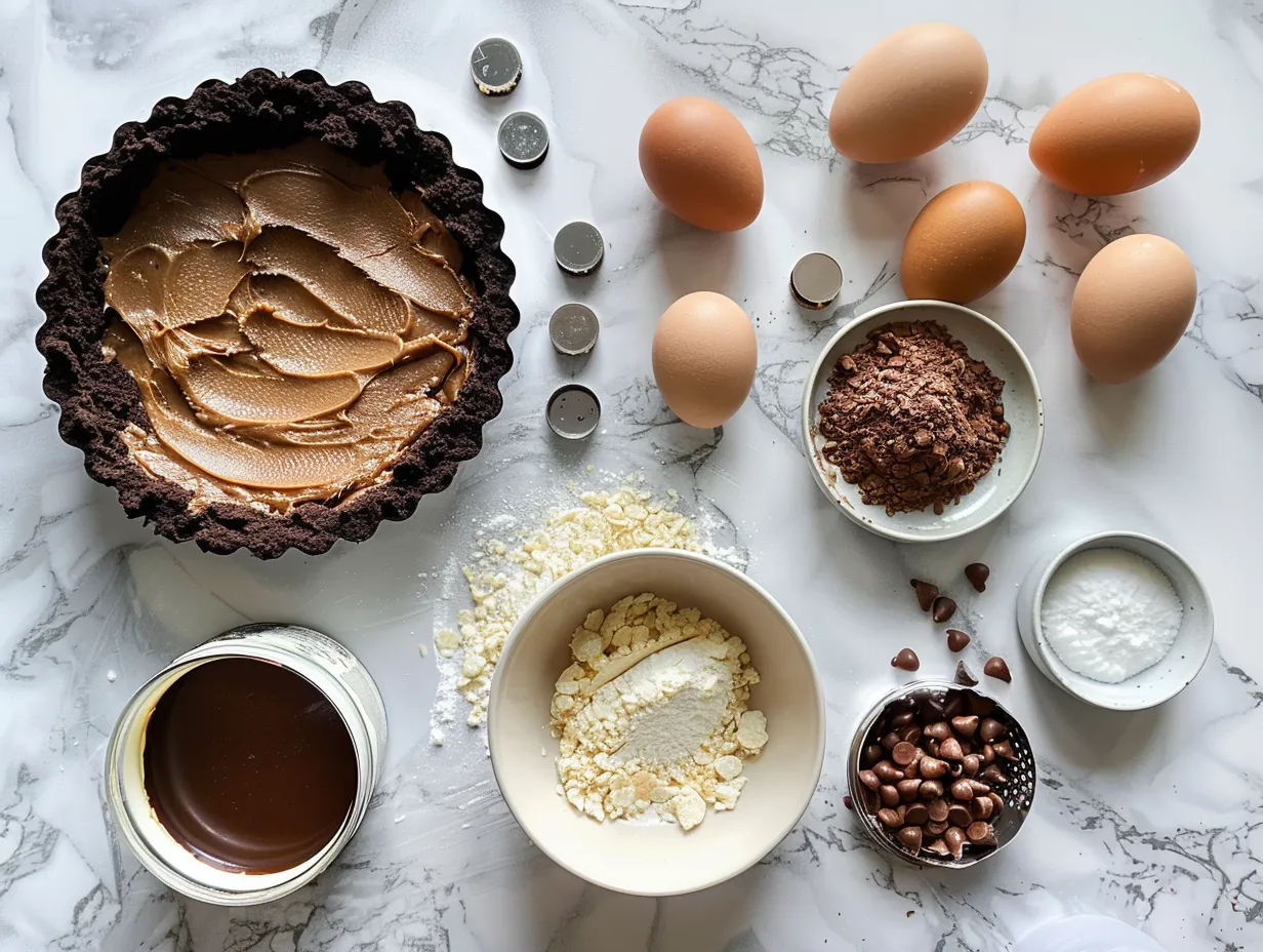 Raw ingredients for No-Bake Chocolate Peanut Butter Pie