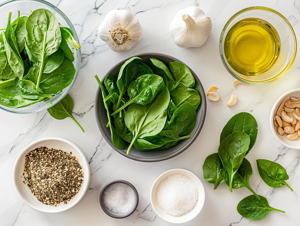 Ingredients for making Vegan Spinach Rolls