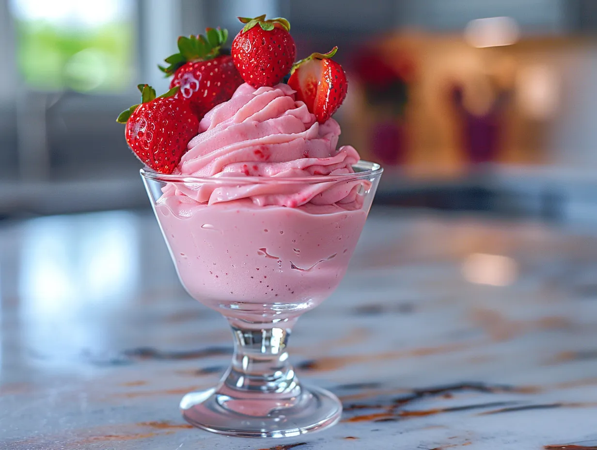 Delicious Strawberry Aquafaba Mousse dessert