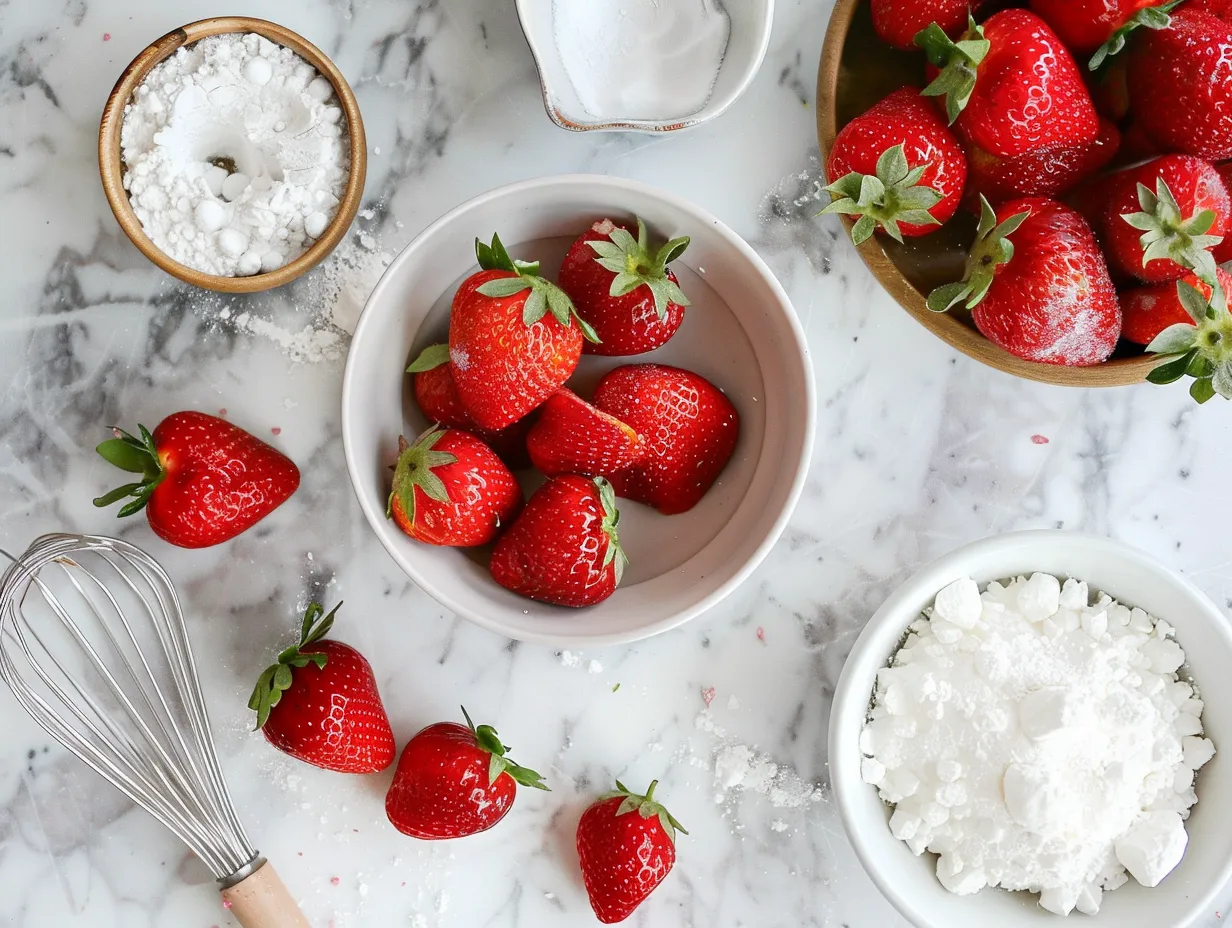 Ingredients for making Strawberry Aquafaba Mousse