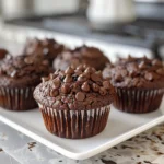 Top-Down View of Decadent Chocolate Muffins