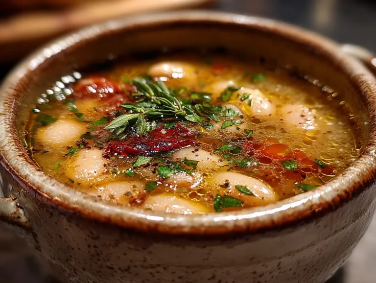 A comforting bowl of white bean soup.
