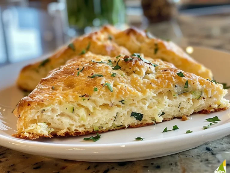 Cheddar Zucchini Scones on a Wooden Board