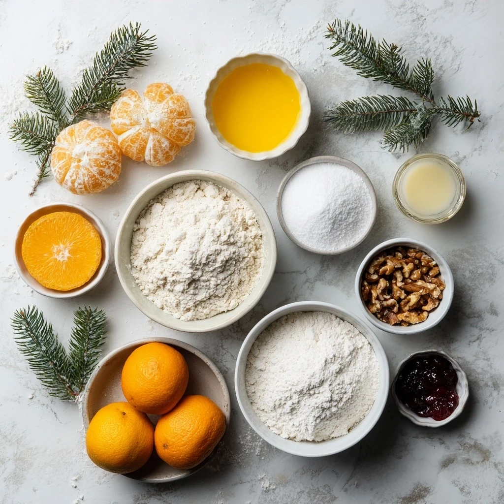 Ingredients for Christmas Cookies with Orange Juice