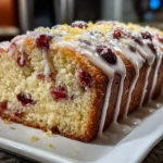 Close-up of a Slice of Cranberry Orange Bread