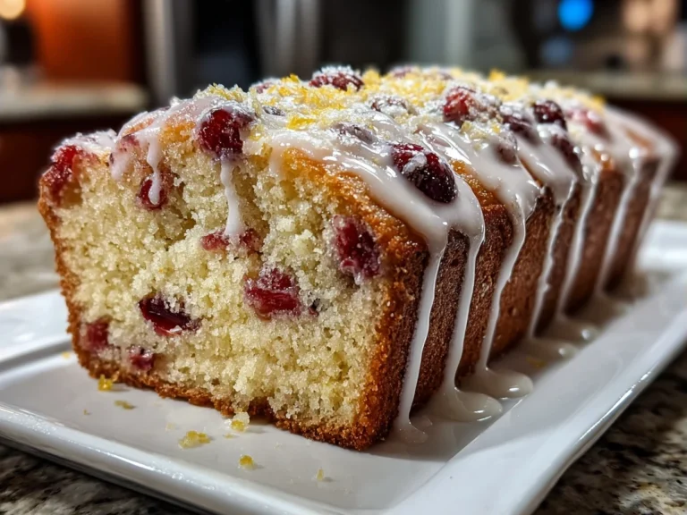Close-up of a Slice of Cranberry Orange Bread
