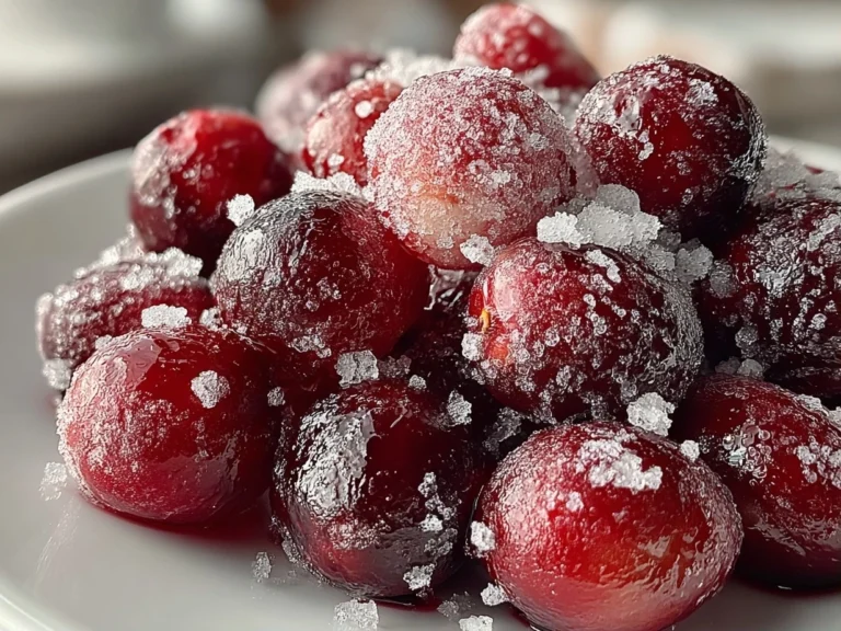 Close-up of glistening No-Added-Sugar Sugared Cranberries