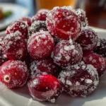 Close-up of glistening sugared cranberries