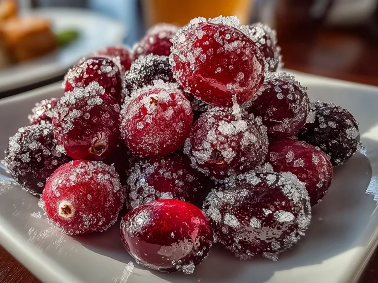 Close-up of glistening sugared cranberries