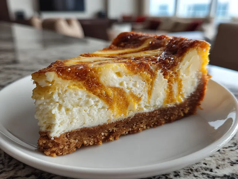 Delicious Cheesecake with Pumpkin Swirl
