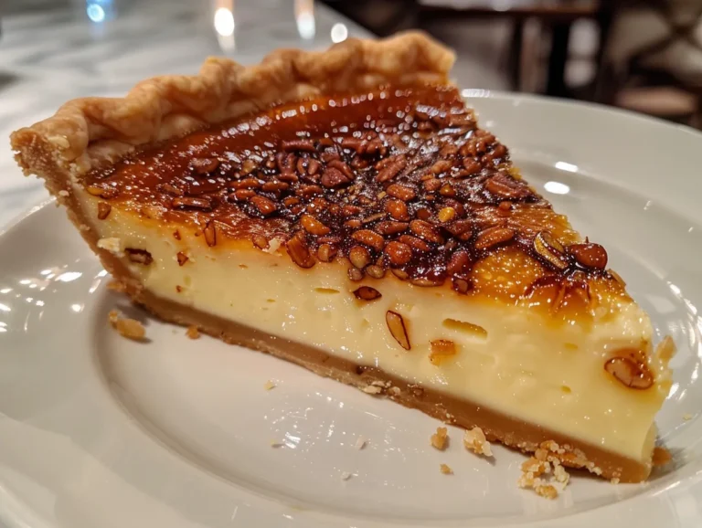 Delicious Custard Pie with Praline Sauce