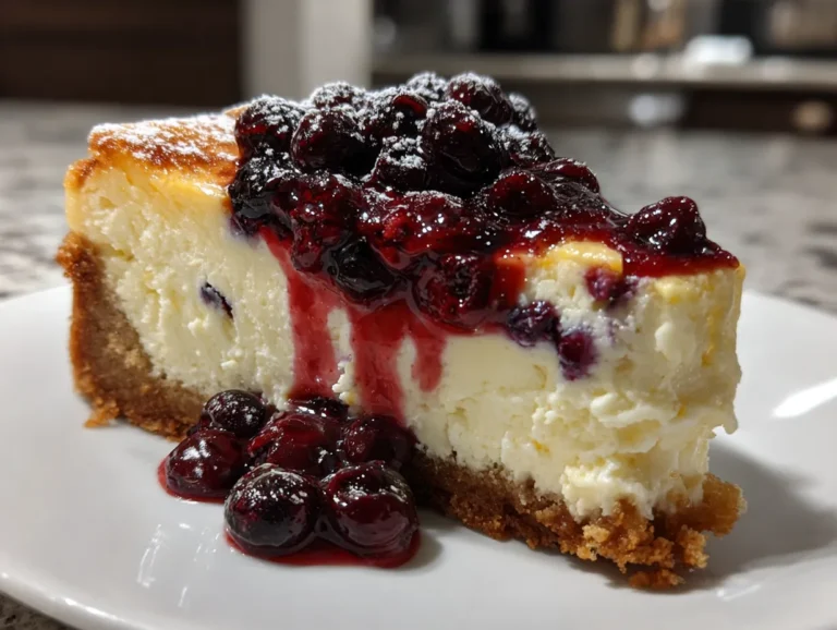 Delicious White Chocolate Blueberry Cheesecake