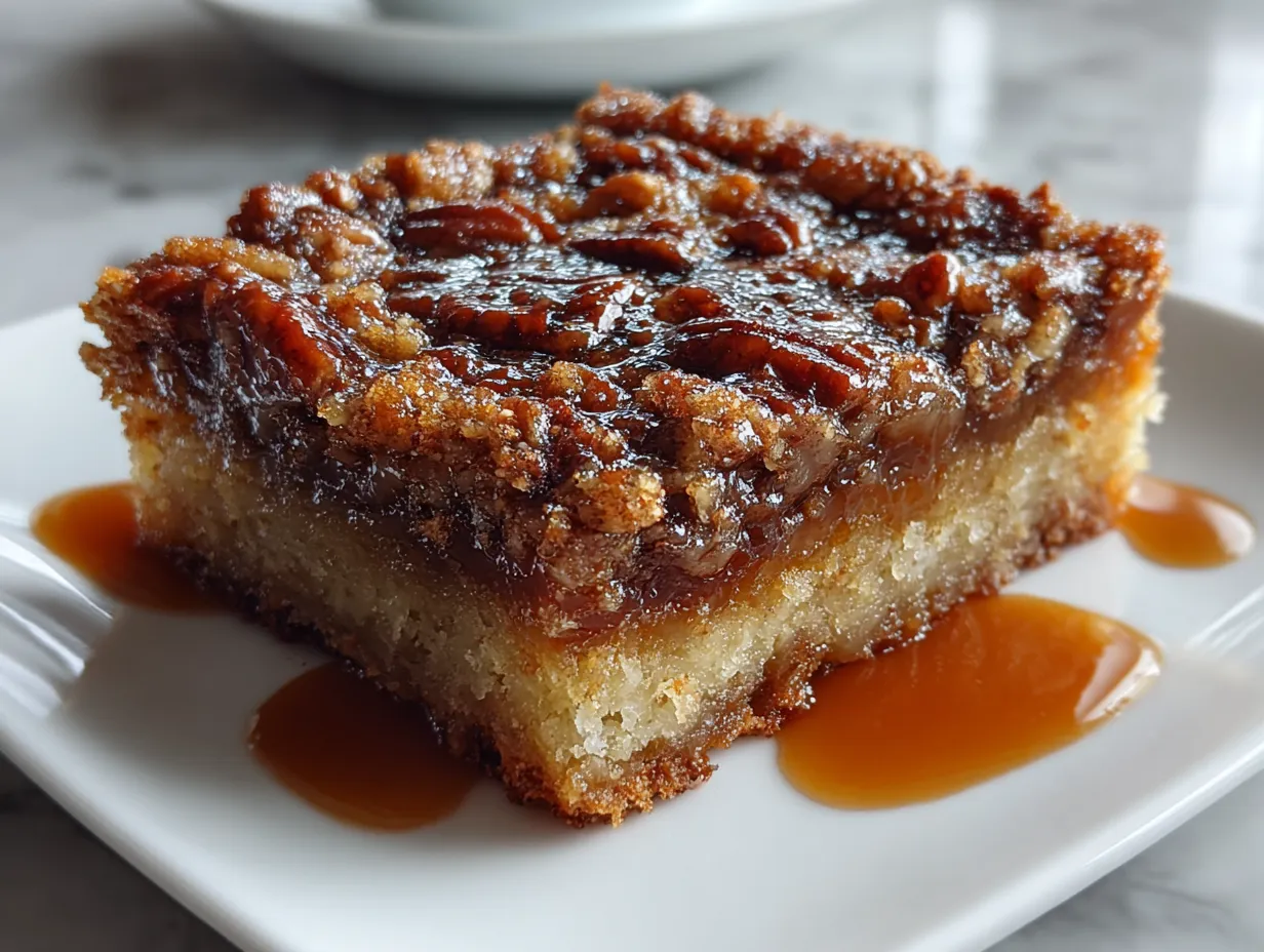 Person enjoying a Salted Maple Pecan Pie Bar.