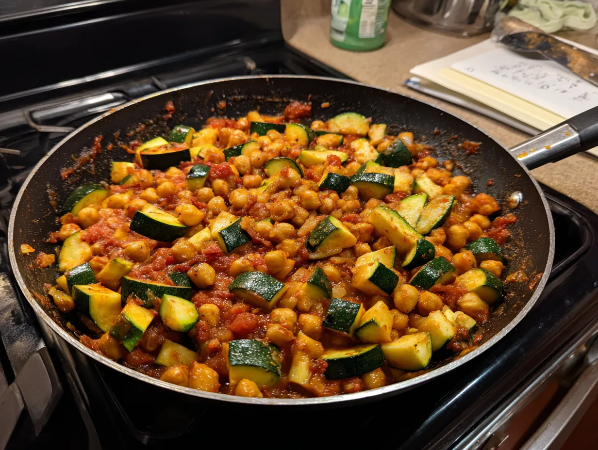 Finished Zucchini Chickpea Skillet Dish