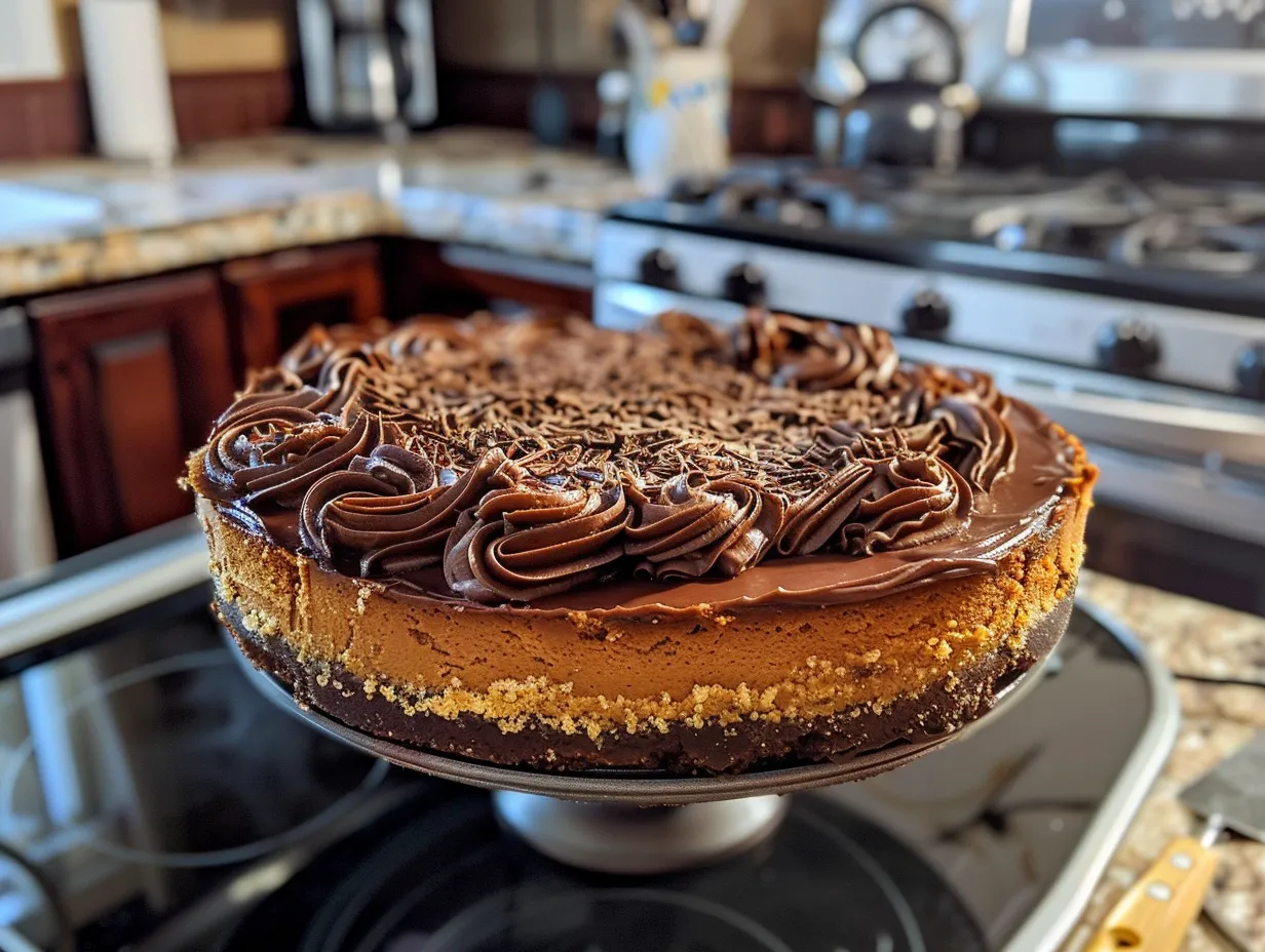 Delicious finished Chocolate Orange Cheesecake.