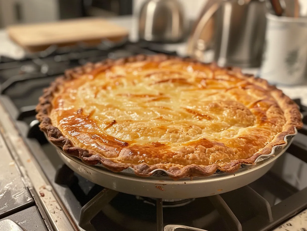 Finished Irish Potato Pie on a kitchen counter