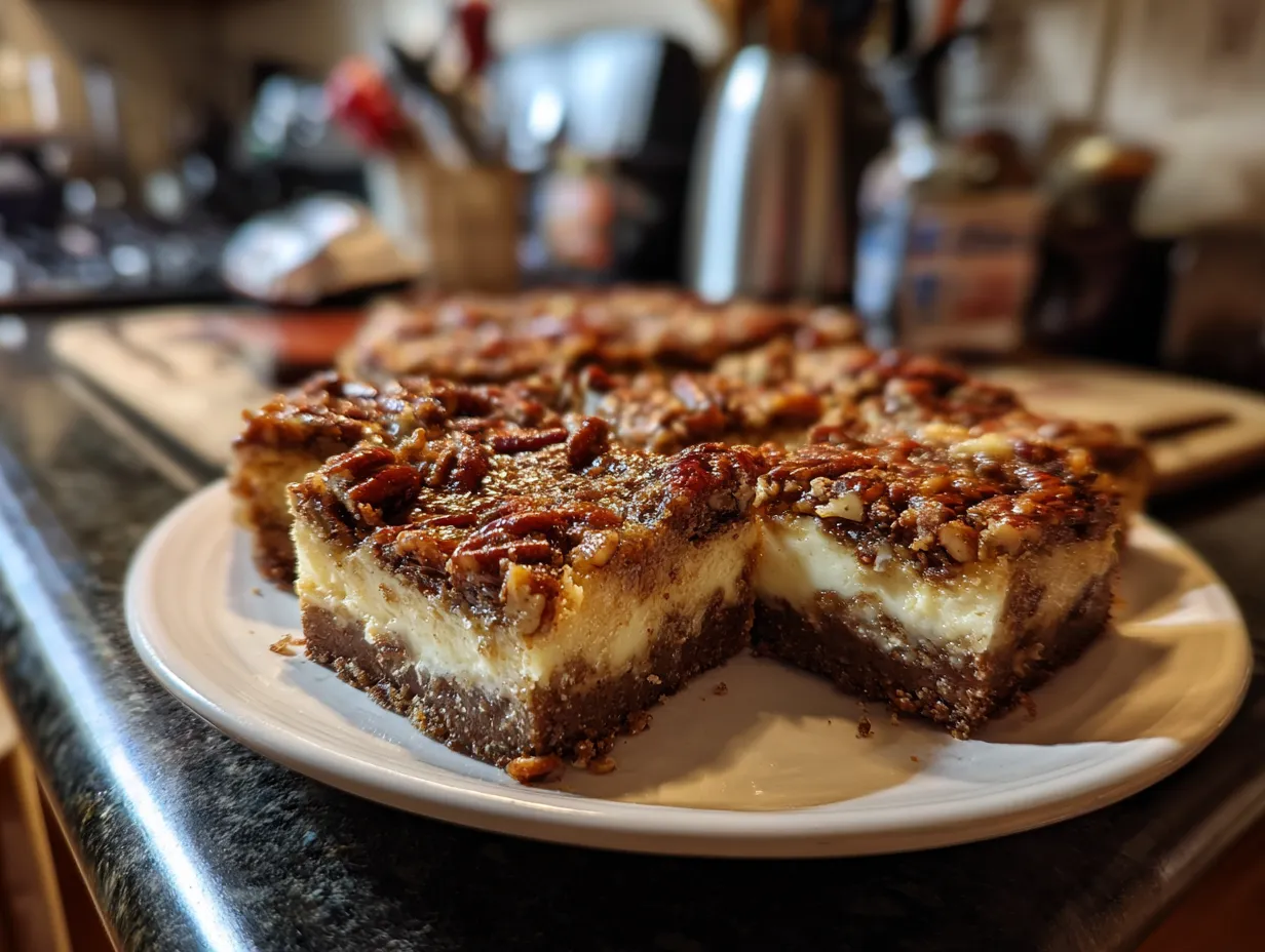 Finished Pecan Pie Cheesecake Bars