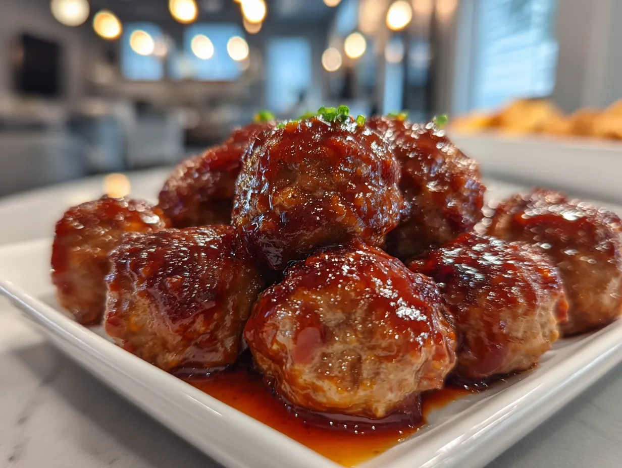 Finished Spicy Cranberry BBQ Meatballs