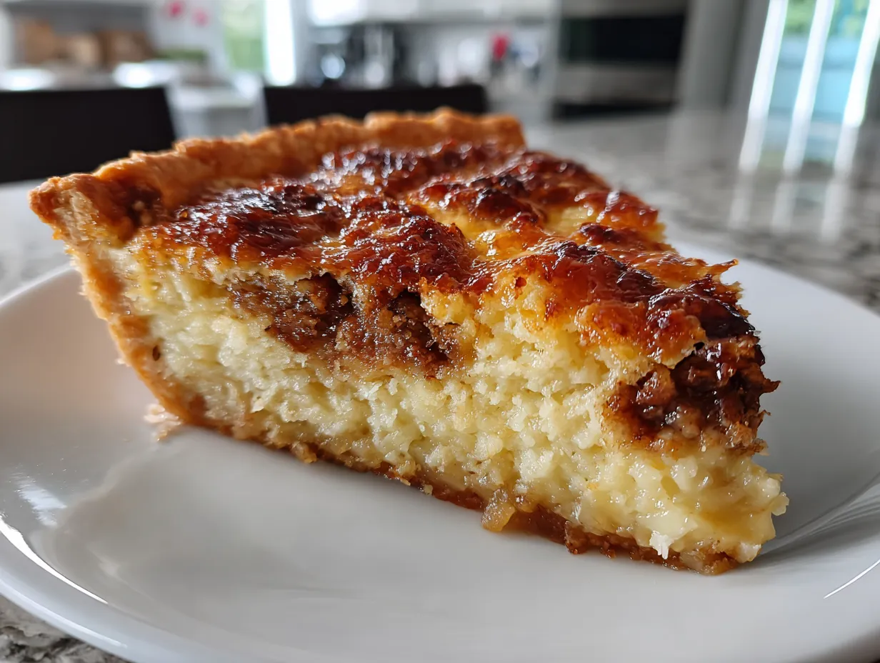Finished Texas Trash Pie with golden brown crust and gooey filling
