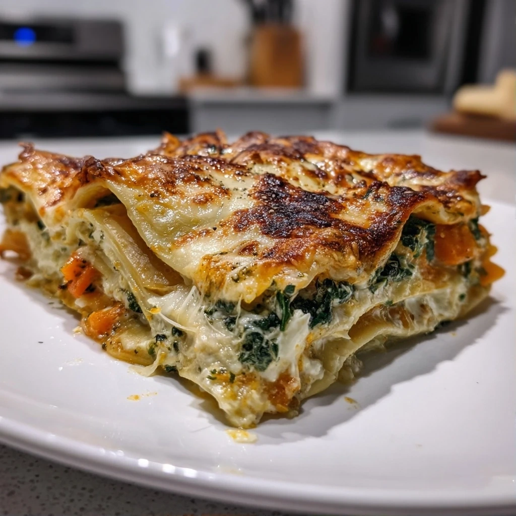 Finished Vegetarian Pumpkin Spinach Lasagna