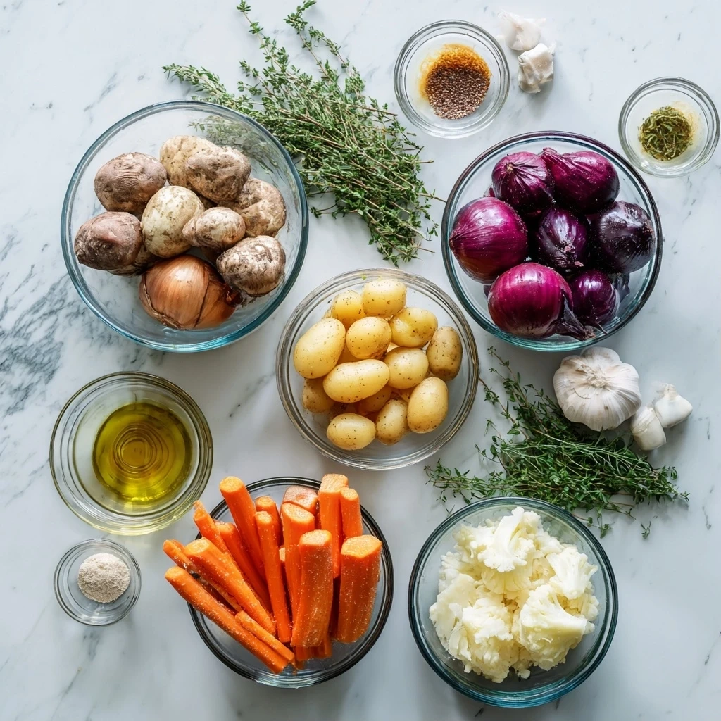 A colorful assortment of fresh vegetables including carrots, bell peppers, zucchini, and onions, ready to be roasted for a delicious soup.