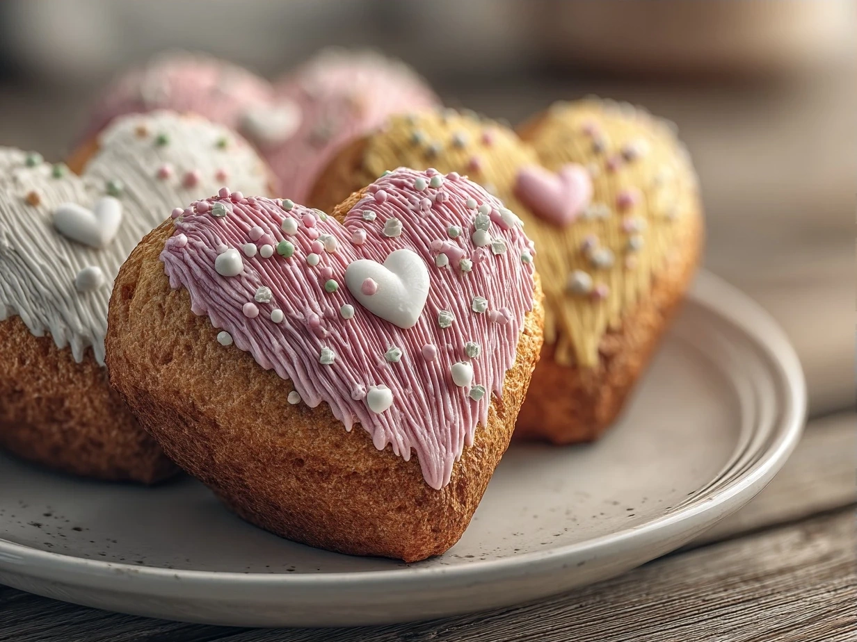 Finished Heart-Shaped Cupcakes
