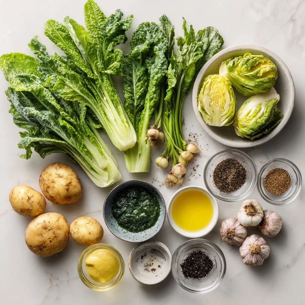 Ingredients for making mustard greens recipe