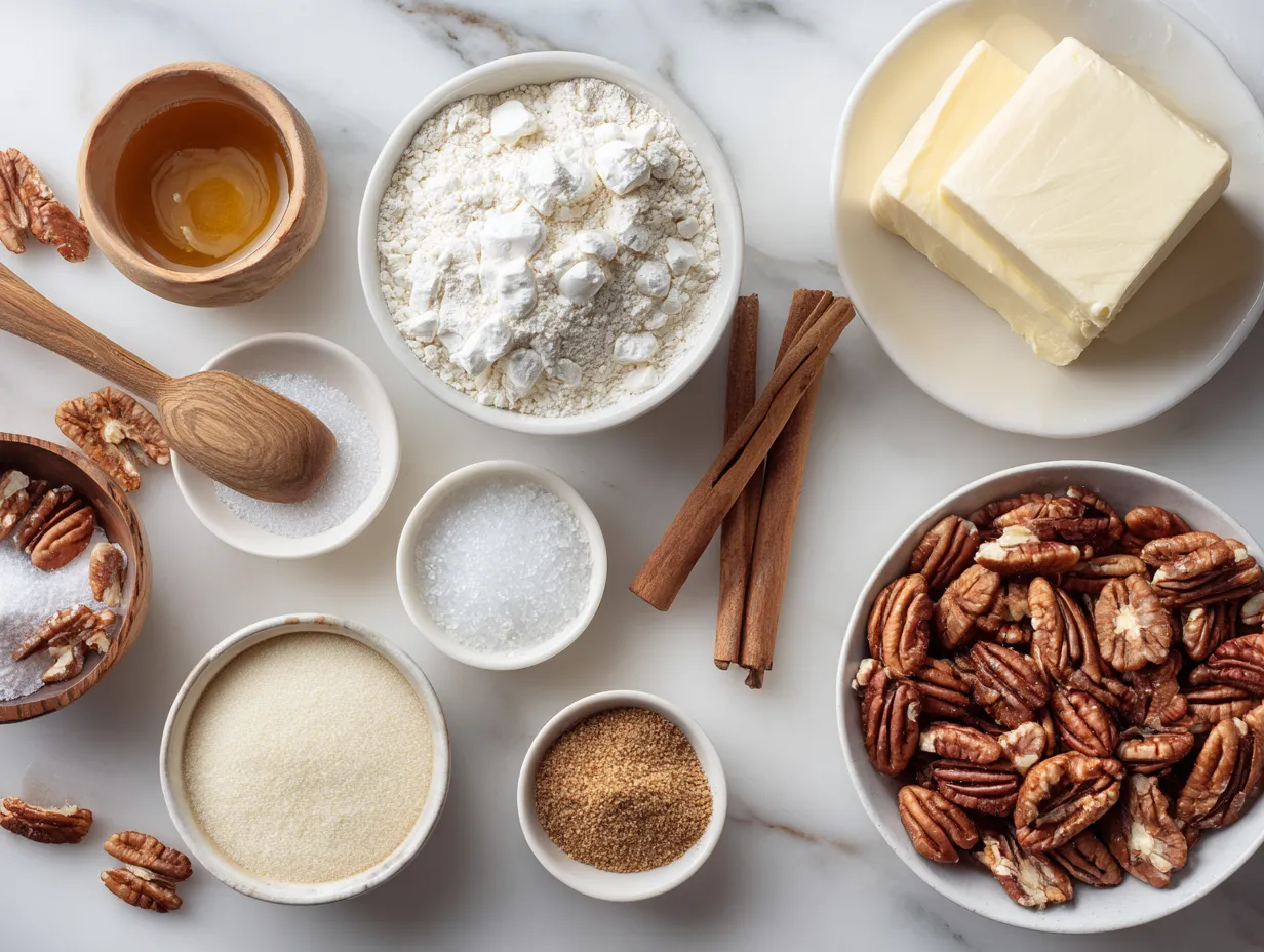 Ingredients for making Pecan Pie Cheesecake Bars