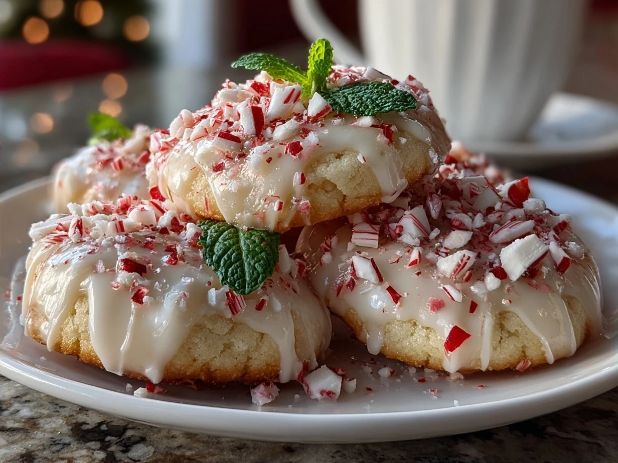 Finished Peppermint Meltaway Cookies on a plate