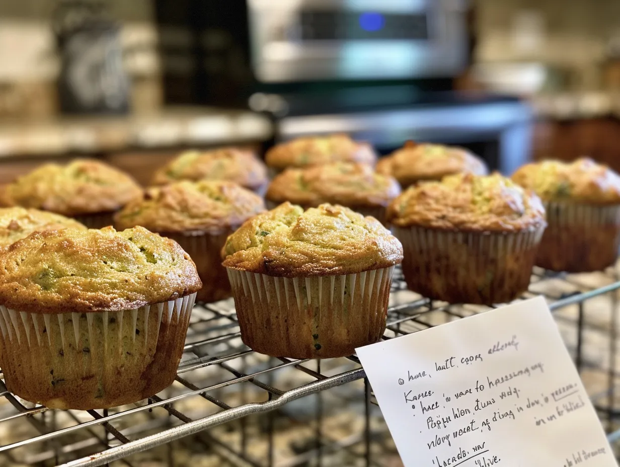 A batch of freshly baked zucchini muffins, beautifully arranged