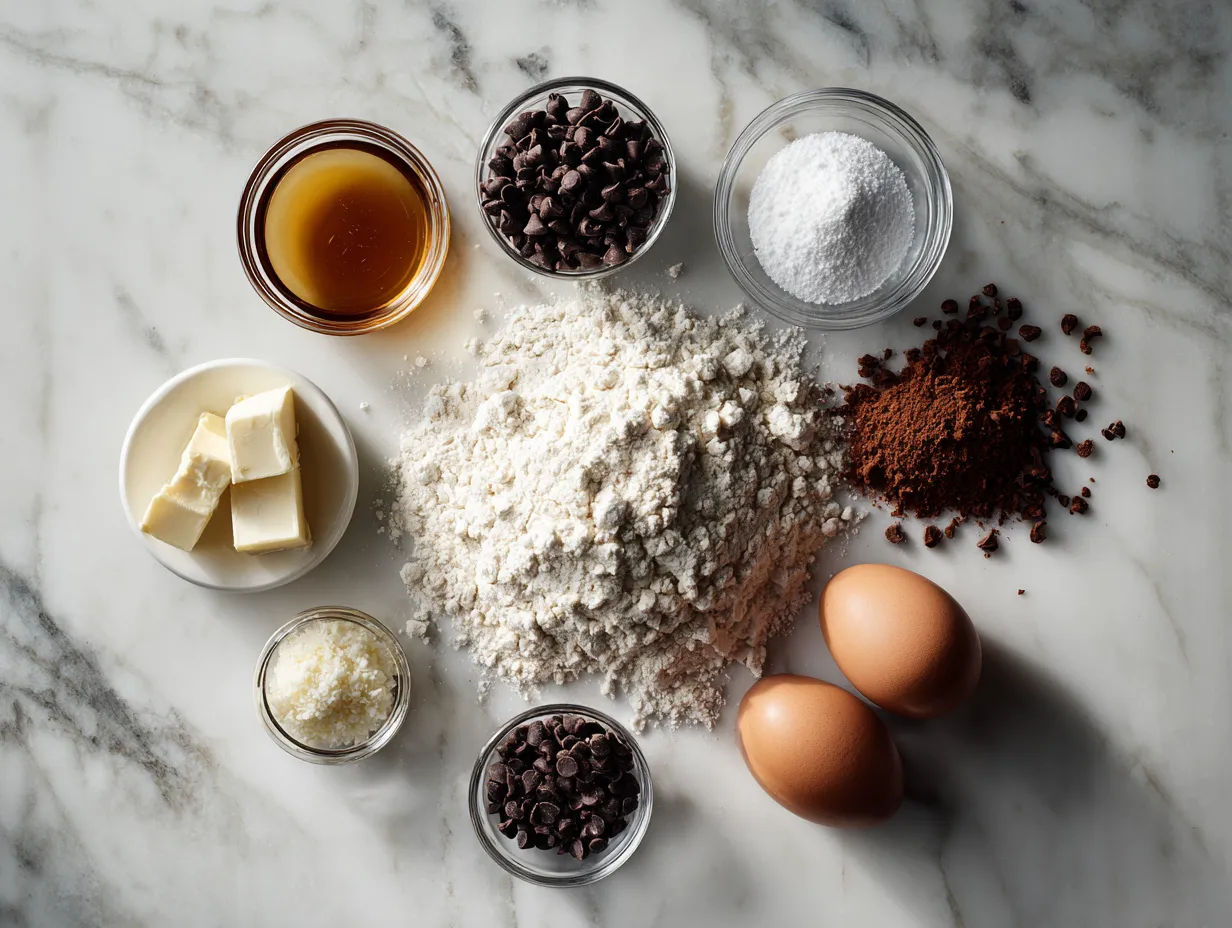 Ingredients for making chocolate chip cannoli pie