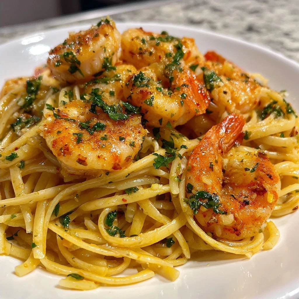Finished shrimp linguine recipe