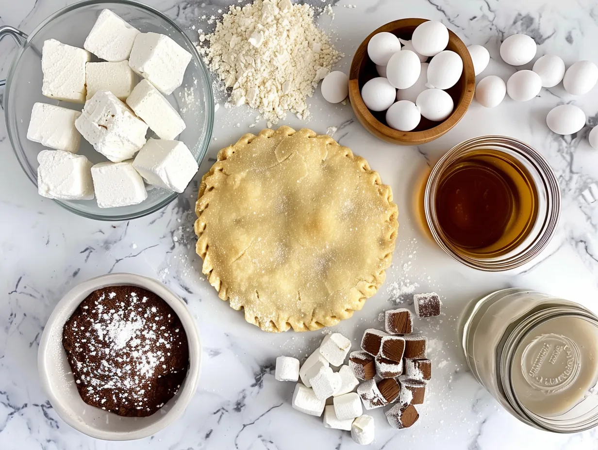 Smores Hand Pies ingredients including graham crackers, chocolate chips, marshmallows, and butter