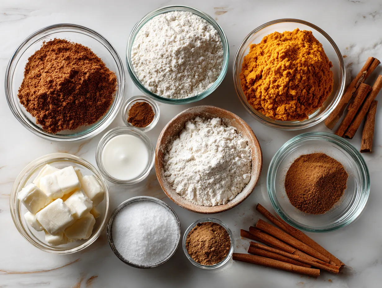 Ingredients for Spiced Creamy Pumpkin Roll