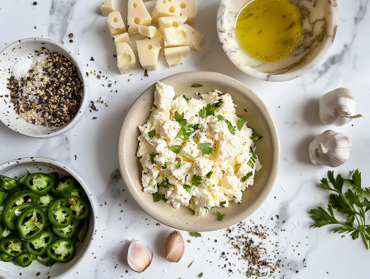 Ingredients needed to make the Spicy Jalapeño Popper Cheese Ball.