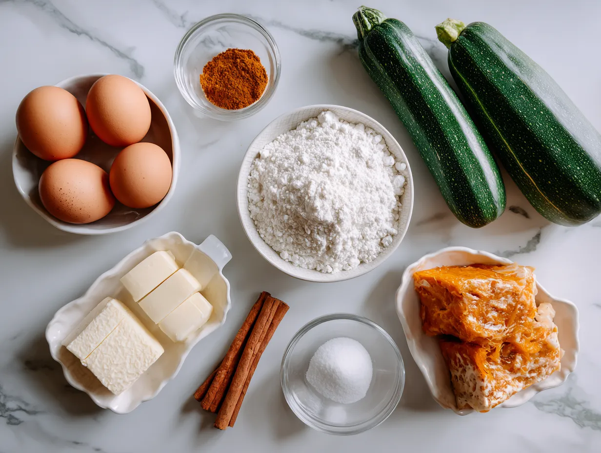 Ingredients for making squash casserole