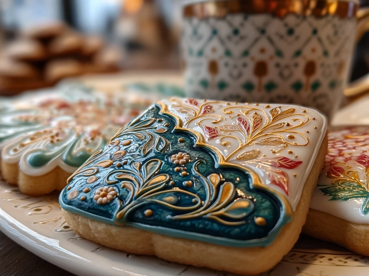 Finished Stained Glass Cookies arranged on a plate, showcasing their colorful and translucent candy centers.